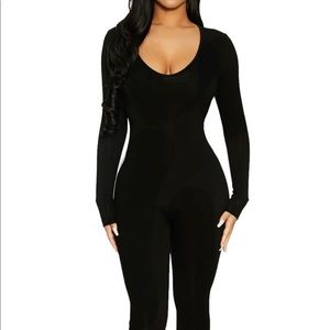 Black and Gray Naked Wardrobe deep v jumpsuits